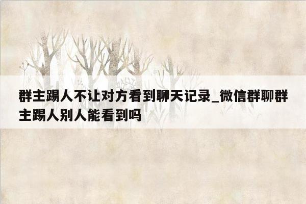 群主踢人不让对方看到聊天记录_微信群聊群主踢人别人能看到吗