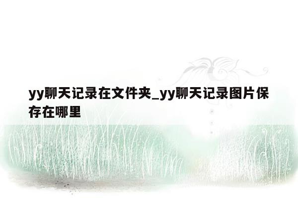yy聊天记录在文件夹_yy聊天记录图片保存在哪里
