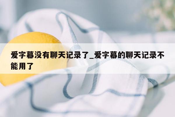 爱字幕没有聊天记录了_爱字幕的聊天记录不能用了
