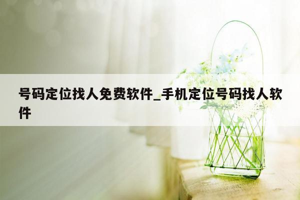 号码定位找人免费软件_手机定位号码找人软件