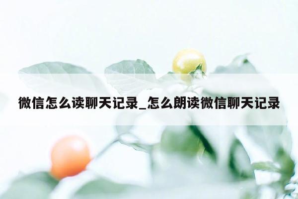 微信怎么读聊天记录_怎么朗读微信聊天记录