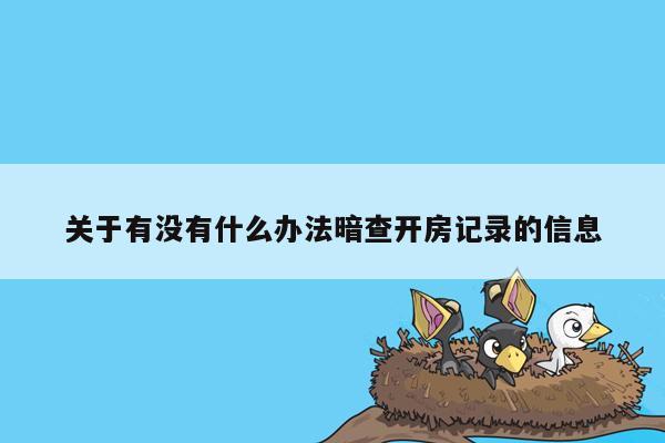 关于有没有什么办法暗查开房记录的信息