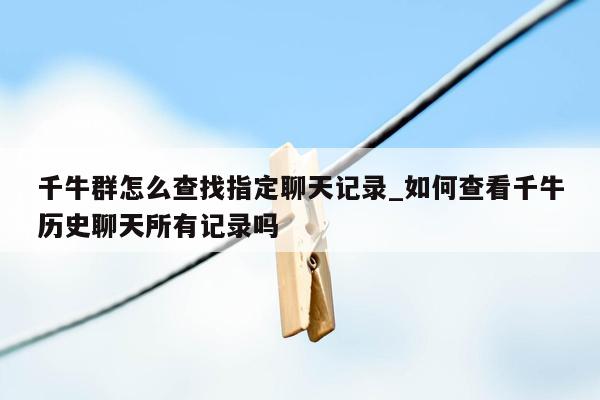 千牛群怎么查找指定聊天记录_如何查看千牛历史聊天所有记录吗