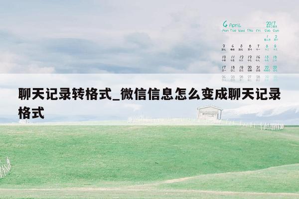 聊天记录转格式_微信信息怎么变成聊天记录格式