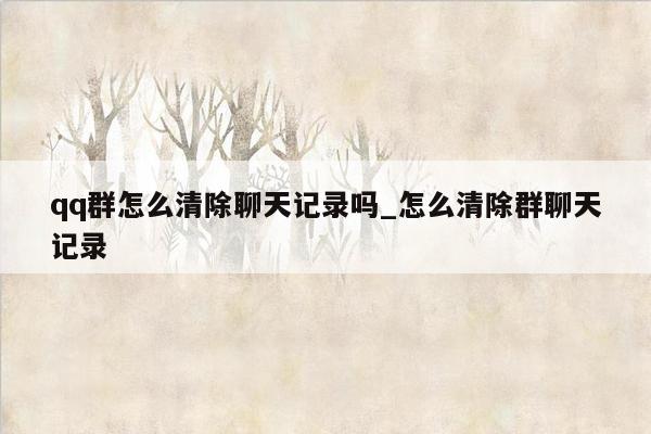 qq群怎么清除聊天记录吗_怎么清除群聊天记录