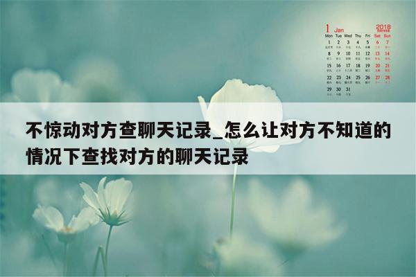不惊动对方查聊天记录_怎么让对方不知道的情况下查找对方的聊天记录