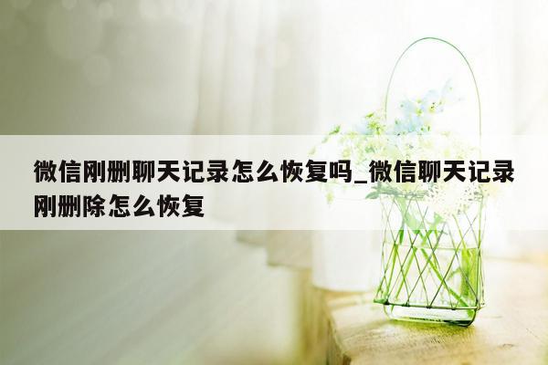 微信刚删聊天记录怎么恢复吗_微信聊天记录刚删除怎么恢复