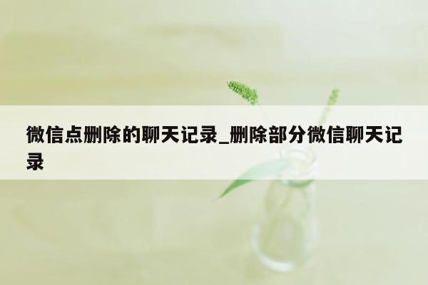 微信点删除的聊天记录_删除部分微信聊天记录