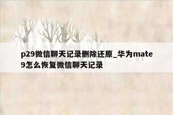 p29微信聊天记录删除还原_华为mate9怎么恢复微信聊天记录