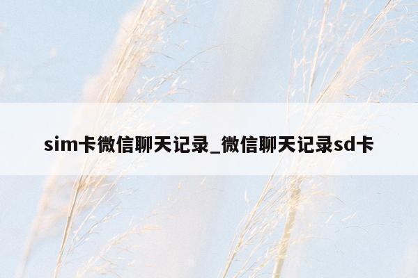 sim卡微信聊天记录_微信聊天记录sd卡