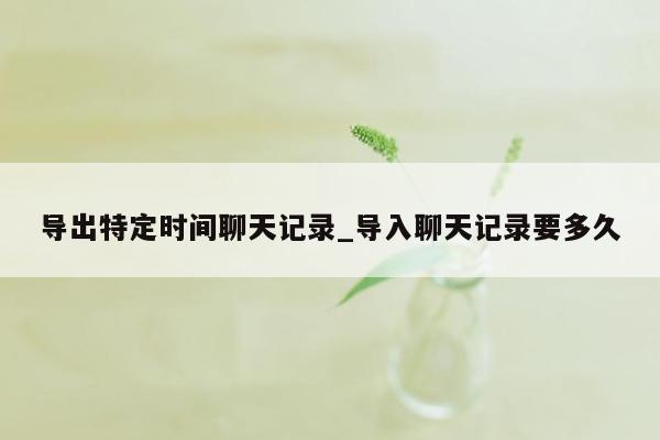 导出特定时间聊天记录_导入聊天记录要多久