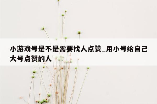 小游戏号是不是需要找人点赞_用小号给自己大号点赞的人