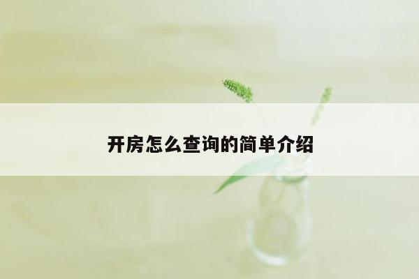 开房怎么查询的简单介绍