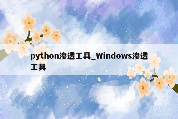 python渗透工具_Windows渗透工具