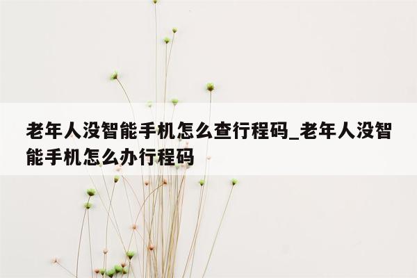 老年人没智能手机怎么查行程码_老年人没智能手机怎么办行程码