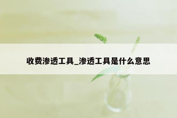 收费渗透工具_渗透工具是什么意思