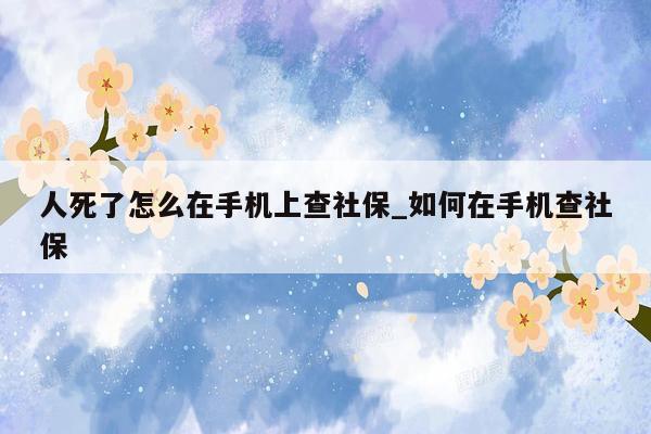 人死了怎么在手机上查社保_如何在手机查社保