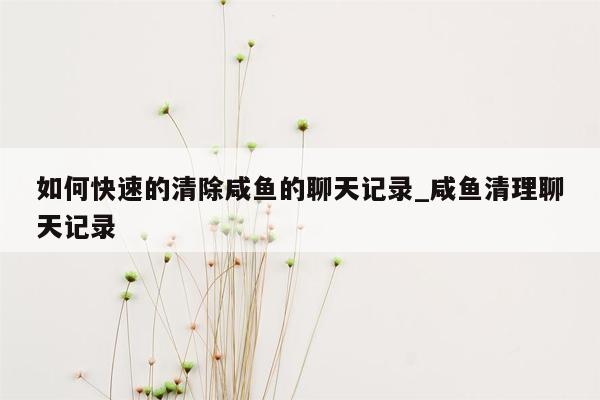 如何快速的清除咸鱼的聊天记录_咸鱼清理聊天记录