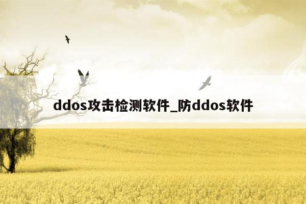 ddos攻击检测软件_防ddos软件