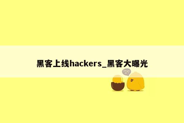 黑客上线hackers_黑客大曝光