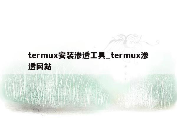 termux安装渗透工具_termux渗透网站