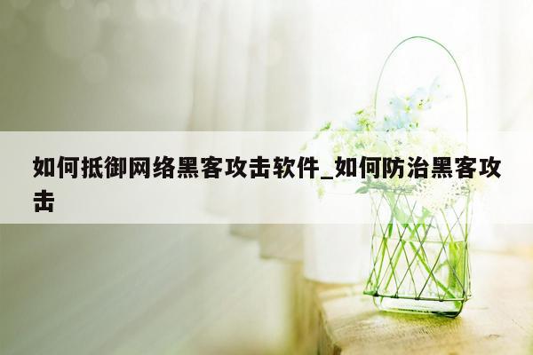 如何抵御网络黑客攻击软件_如何防治黑客攻击