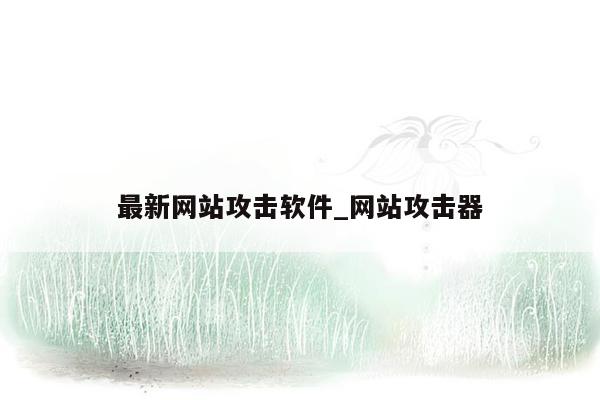 最新网站攻击软件_网站攻击器