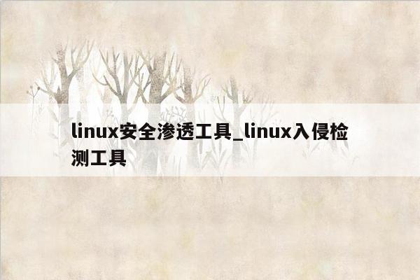linux安全渗透工具_linux入侵检测工具