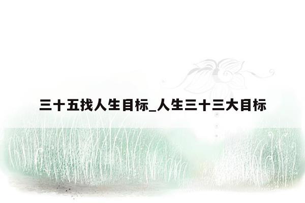 三十五找人生目标_人生三十三大目标