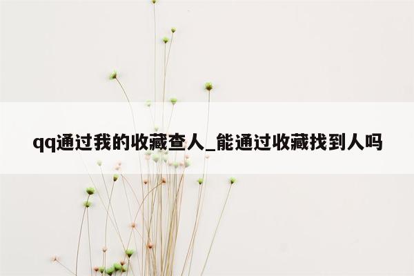 qq通过我的收藏查人_能通过收藏找到人吗