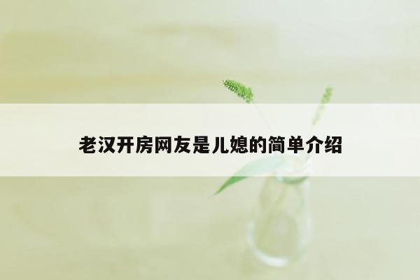 老汉开房网友是儿媳的简单介绍