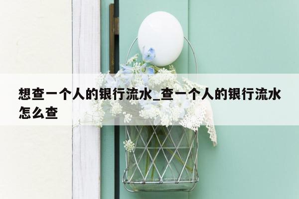 想查一个人的银行流水_查一个人的银行流水怎么查
