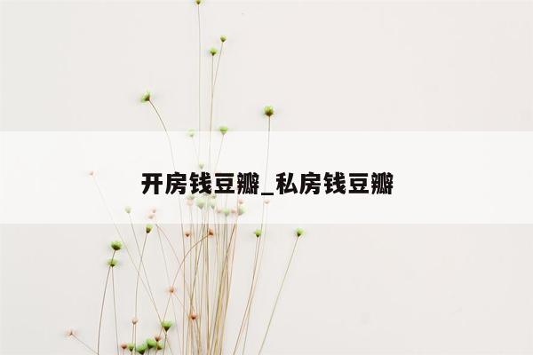 开房钱豆瓣_私房钱豆瓣