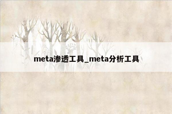 meta渗透工具_meta分析工具