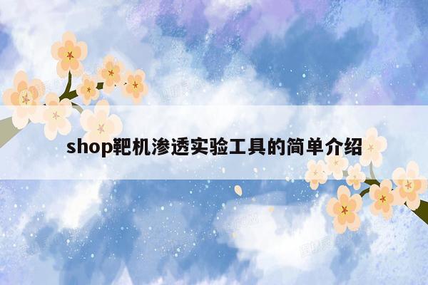 shop靶机渗透实验工具的简单介绍