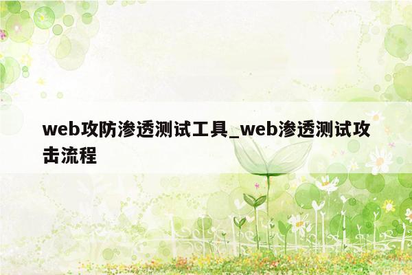 web攻防渗透测试工具_web渗透测试攻击流程