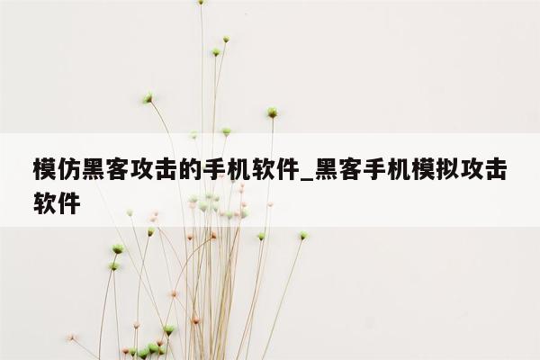 模仿黑客攻击的手机软件_黑客手机模拟攻击软件