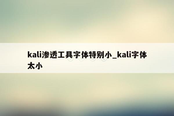 kali渗透工具字体特别小_kali字体太小