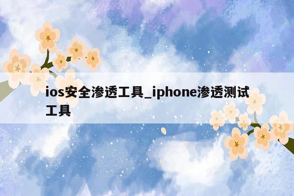 ios安全渗透工具_iphone渗透测试工具