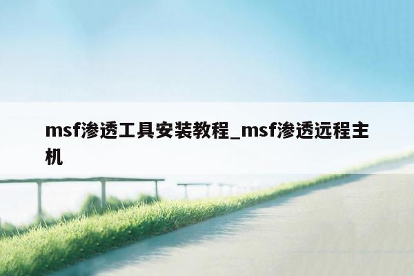 msf渗透工具安装教程_msf渗透远程主机