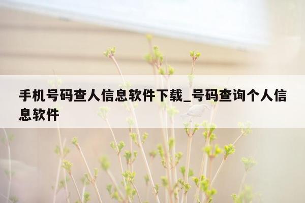 手机号码查人信息软件下载_号码查询个人信息软件