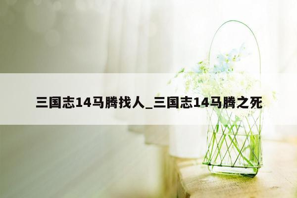 三国志14马腾找人_三国志14马腾之死