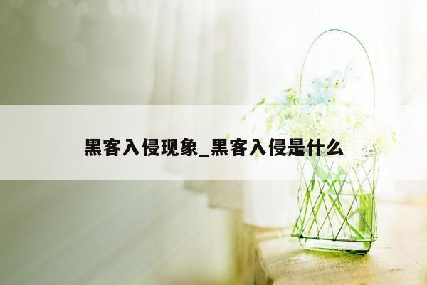 黑客入侵现象_黑客入侵是什么