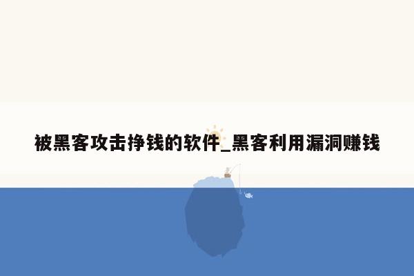被黑客攻击挣钱的软件_黑客利用漏洞赚钱