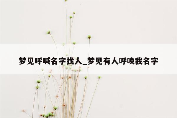 梦见呼喊名字找人_梦见有人呼唤我名字