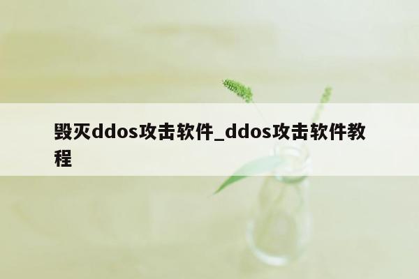 毁灭ddos攻击软件_ddos攻击软件教程