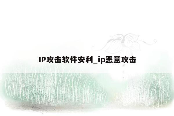 IP攻击软件安利_ip恶意攻击