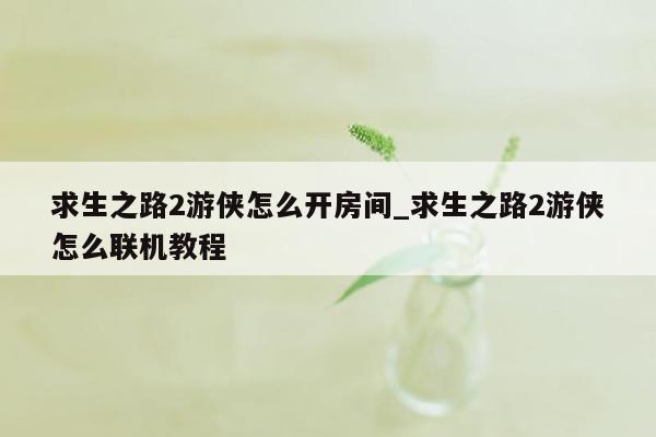 求生之路2游侠怎么开房间_求生之路2游侠怎么联机教程