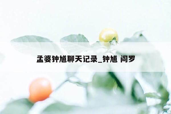 孟婆钟馗聊天记录_钟馗 阎罗