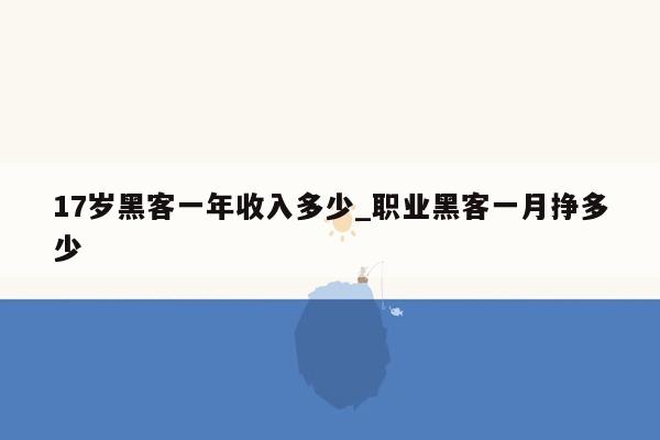 17岁黑客一年收入多少_职业黑客一月挣多少